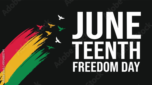Juneteenth Freedom Day typography with pan-african color strokes