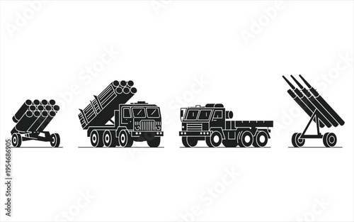 Black silhouette vector illustration of a construction crane hook and truck machinery with a transport sign isolated on white 