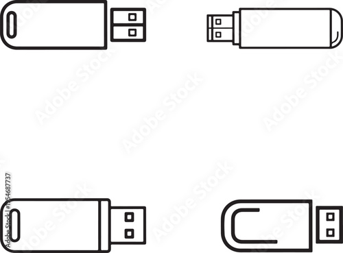 Set of 4 USB flash drive icons vector