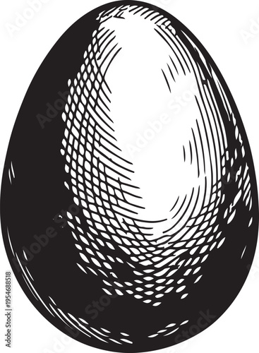 Black and White Egg Illustration Hatching Concept Isolated on White Background Stock Graphic