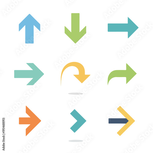 Free Download Collection of colorful direction arrows in different shapes and styles - GFXLoad
