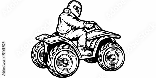 ATV Quad Bike Rider Illustration - Off-Road Extreme Sports Vector Sketch