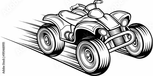Fast Quad Bike Vector - Off-Road ATV Speed Motion Illustration