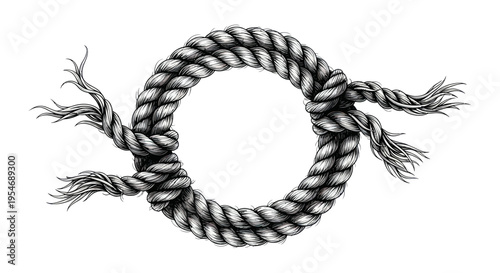 Circular Rope Knot Frame with Frayed Ends