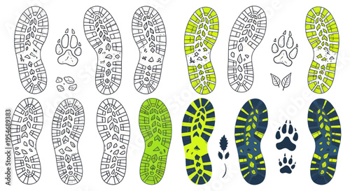 Footprints and Paw Prints: Hiking Boots, Animal Tracks, Nature Trails