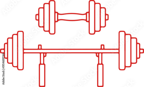 Illustration of barbells in different configurations for weightlifting exercises