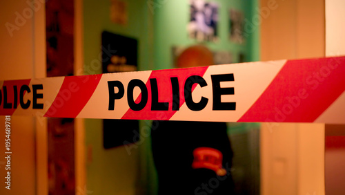 Police tape securing crime scene