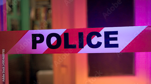 Police tape securing crime scene