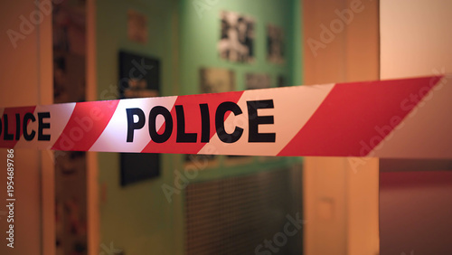 Police tape securing crime scene