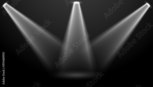 Black background with three focus stage lights effect