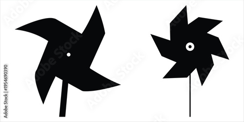 Colorful Pinwheel Vector Icons – Kids Toy, Paper Windmill & Fun Play Vector Set