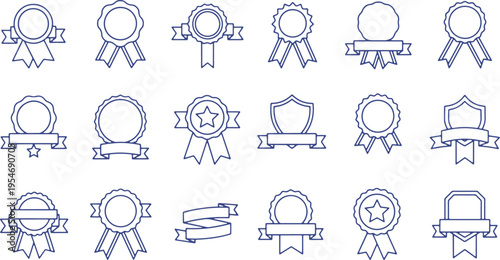 Collection of various award and achievement badge designs for recognition purposes
