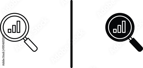 A graphic designer analyzing data with a magnifying glass