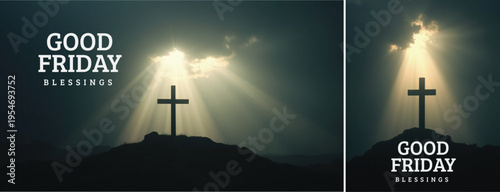 Elegant Good friday with cross background, Good friday holy week background for banner and social meida template	
