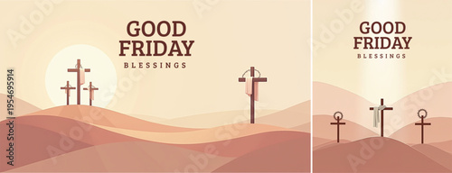 Elegant Good friday with cross background, Good friday holy week background for banner and social meida template	