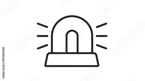 Siren icon with blinking lights and alarm symbol representing emergency alerts, danger, or security warnings on a plain white background.
