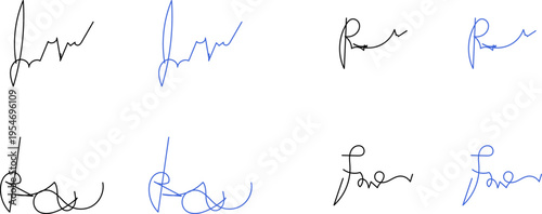 Signatures. Vector isolated collection. Handwritten signature. Abstract autograph. 