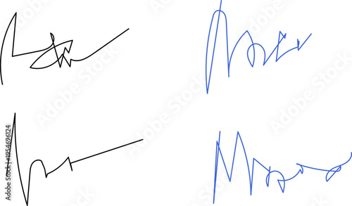 Signatures. Vector isolated collection. Handwritten signature. Abstract autograph. 