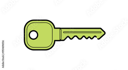 Simple light green key icon isolated on a white background representing access security locking and unlocking concepts.