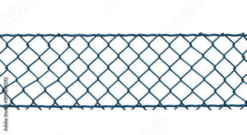 Chain Link Fence Section Isolated on White Background