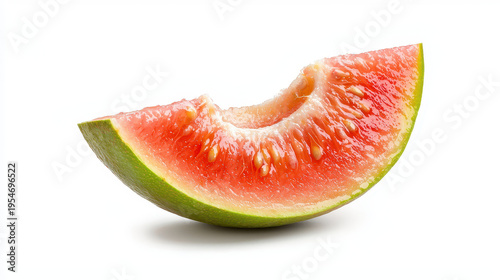 Vibrant slice of juicy pink guava showcases its rich color and texture, perfect for fresh dishes or healthy snacks