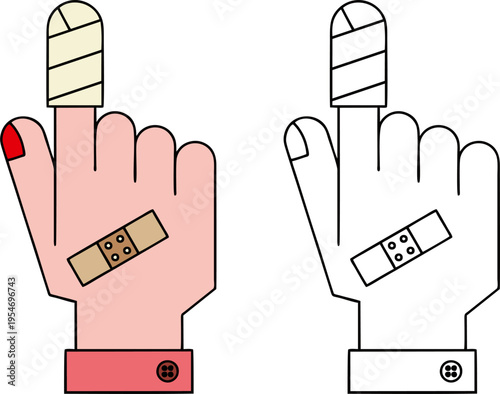 Injury Hand Bandage First Aid Medical Icon Vector Illustration