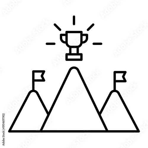 goal achievement line icon with editable stroke