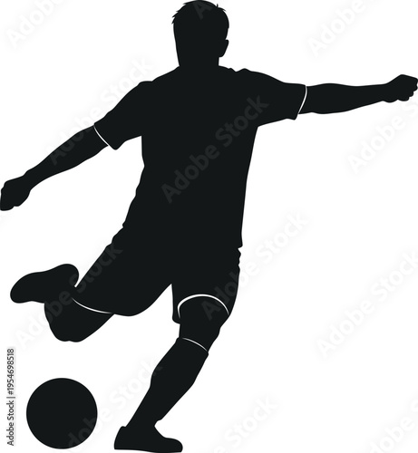 Soccer player kicking ball silhouette with represents sports, athleticism, and