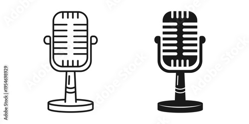 Microphone icon in flat style. Mic for podcast vector illustration on isolated background. Music equipment sign business concept.