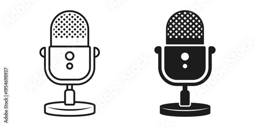 Microphone icon in flat style. Mic for podcast vector illustration on isolated background. Music equipment sign business concept.