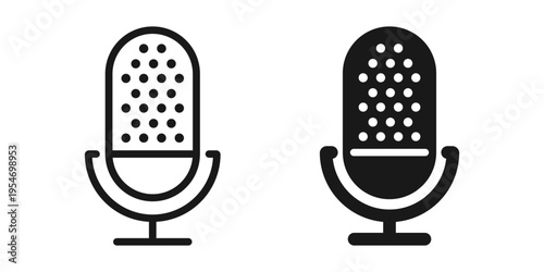 Microphone icon in flat style. Mic for podcast vector illustration on isolated background. Music equipment sign business concept.