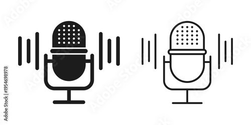 Microphone icon in flat style. Mic for podcast vector illustration on isolated background. Music equipment sign business concept.