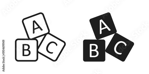 Alphabet ABC blocks icon silhouette in flat style. Child education vector illustration on isolated background. Elementary school sign business concept.
