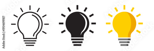 Light bulb icon set collection in flat style. Lightbulb vector illustration on isolated background. Idea sign business concept.