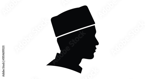 A striking black silhouette of a man s profile wearing a traditional fez hat silhouette high quality