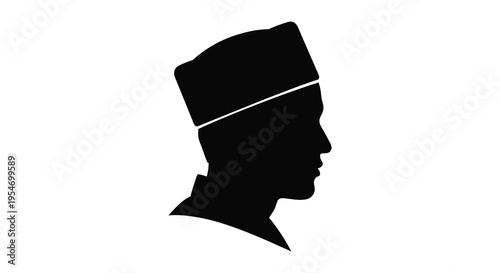 A striking black silhouette of a man s profile showcasing a traditional fez hat silhouette high quality