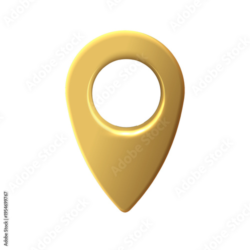 3D gold map location realistic pointer,pin code icon of geolocation map