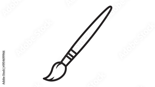 Paintbrush icon with a long handle and soft bristles, ideal for artistic projects and creative designs.