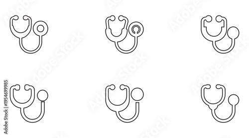 Stethoscope line icon vector set, medical equipment stethoscope symbol outline icon vector illustration