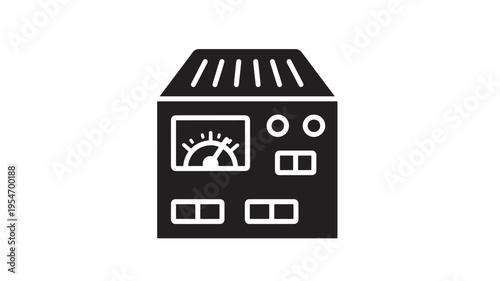 Voltmeter device with analog dial, dual buttons, and ventilation slits at the top for electrical measurement and monitoring.