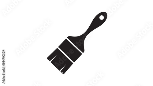 Paintbrush icon in black with a white circular detail on the handle, symbolizing creativity and home improvement tasks.