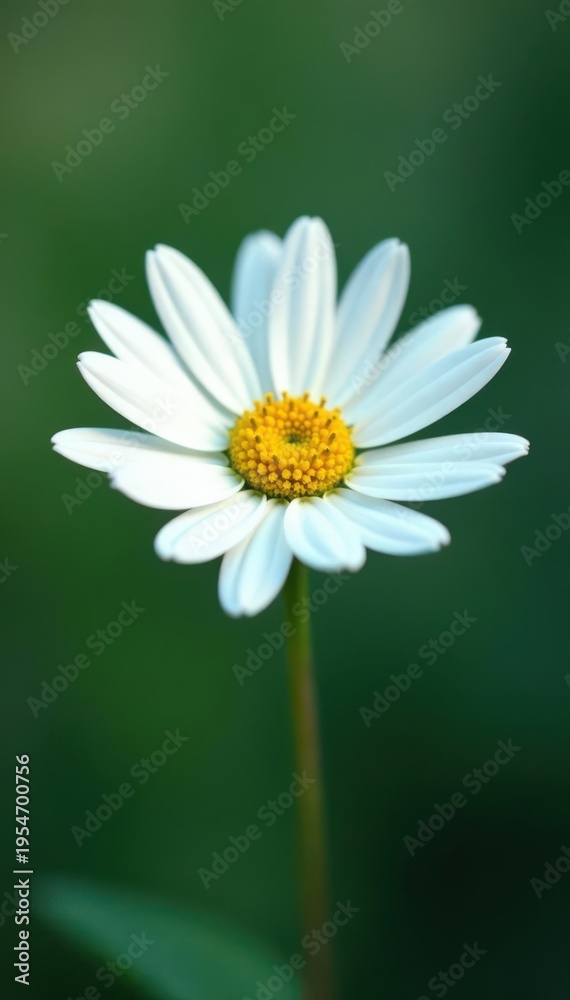Fototapeta premium Single white daisy, delicate petals, vibrant yellow center , fresh, flower