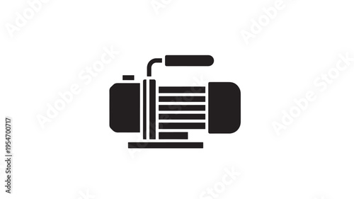 Water pump icon with a black solid silhouette, representing industrial equipment for liquid transfer and fluid dynamics.