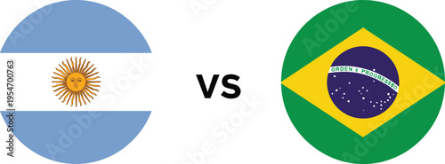 Argentina versus Brazil soccer rivalry illustration design, international football competition artwork concept, national team matchup theme, sports rivalry graphic style image
