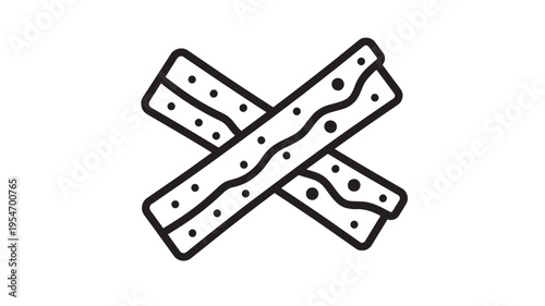 Crutches crossed black outline icon with polka dots and wavy lines, representing medical support and recovery symbol.