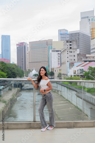 Photography Full Length Portrait of Thai Woman Posing at Kuala Lumpur River of Life