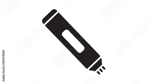 Marker pen icon with a translucent section on the barrel and three small tines at the tip, rendered in a solid black silhouette.