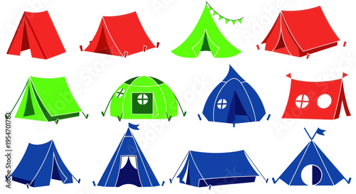 Colorful Camping Tents Collection - Outdoor Adventure, Recreation, Shelter