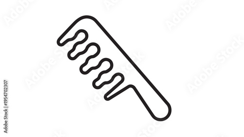 Comb icon with thick black lines representing a hair styling tool for personal grooming and beauty applications.