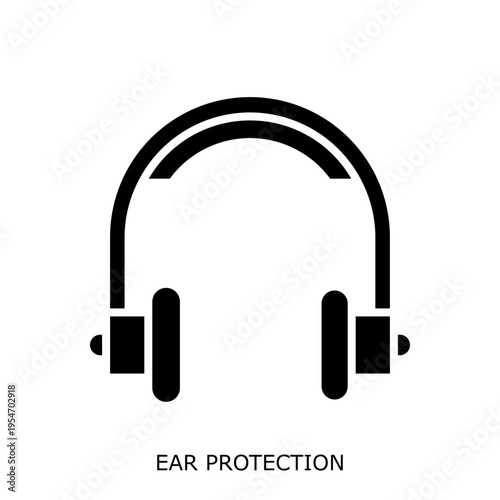 Health Safety Environment(HSE) glyph EarProtection glyph design concept